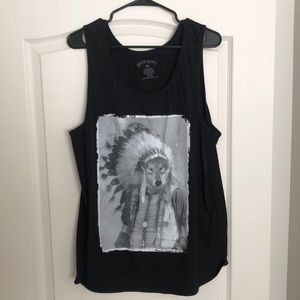 Men’s “Wolf in an Indian head dress” tank top